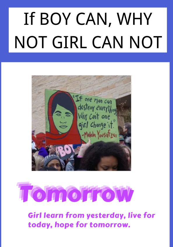 john19970829's tweet photo. If the boy can do it, why girl cannot? Gender should be equal, girl should be powerful today, tomorrow and all the life! https://t.co/6etNaHzQh8
