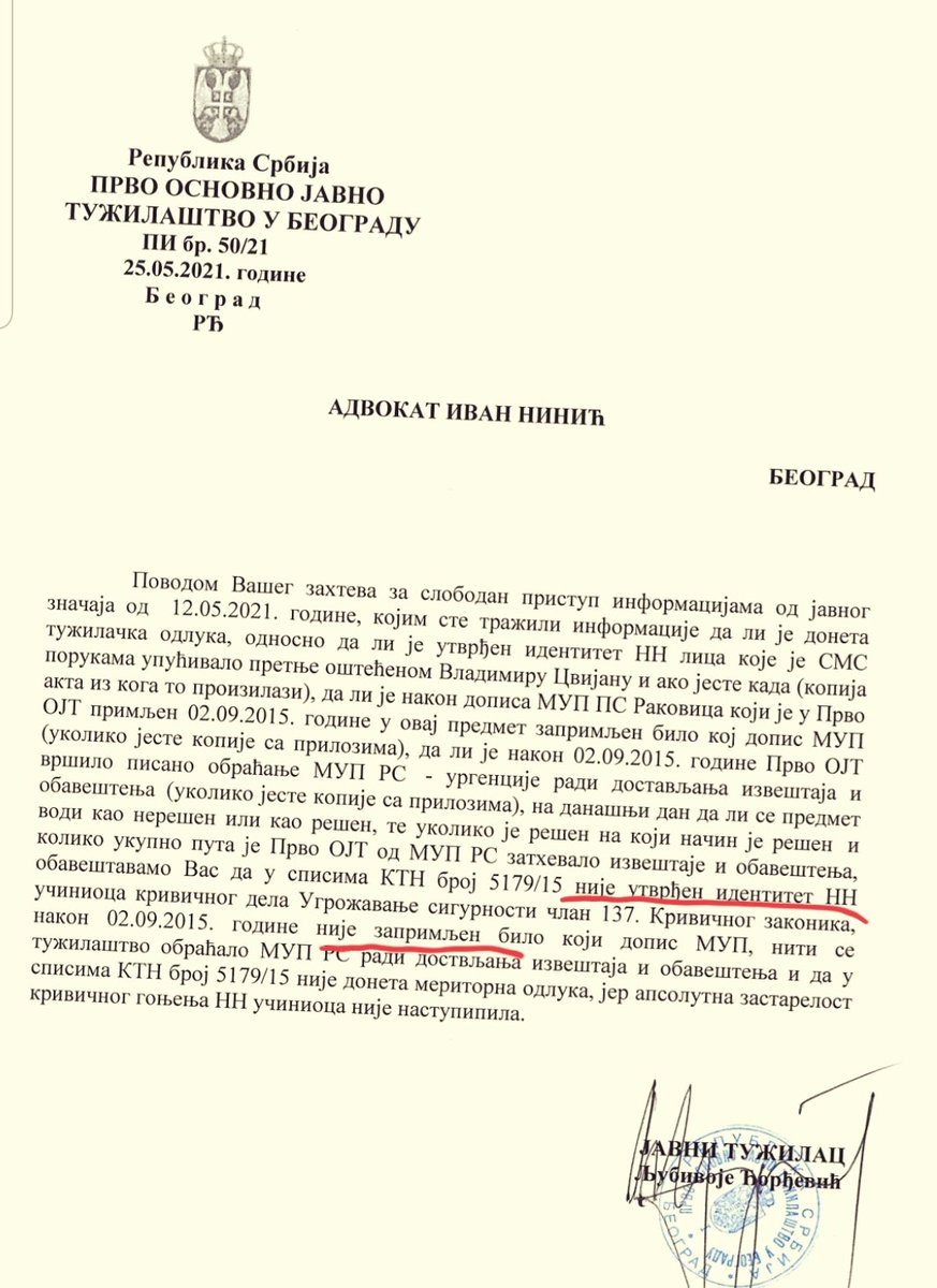 INinic's tweet image. Bio jednom jedan čovek.
I prezivao se CVIJAN.
I policija od 12.12.2013. nije utvrdila ko mu je poslao preteći SMS.
Niti je tužilac bio ažuran da se predmet ikada reši.