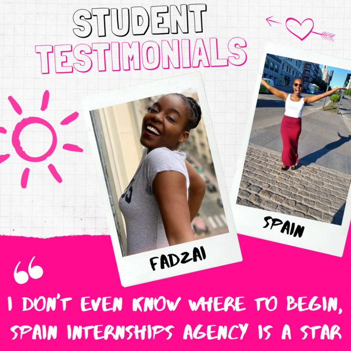 InternshipSpain's tweet photo. "I don't even know where to begin, Spain internships agency is a star. Right from the minute you register with them, they are very efficient and thorough. After the screening interview...." - Fadzai (Fah) ❤️

#spaininternship #testimonial #spain https://t.co/8vnLlCNOMB