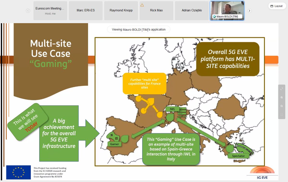 5G_EVE's tweet photo. The Final 5G EVE Webinar has just started with an introduction by 5G EVE Project Coordinator Mauro Boldi from TIM
https://t.co/M2eYYMWzY8
#5Ginfrastructure #5Gtrials #VerticalUseCases #H2020 @5GPPP https://t.co/7dqXEtnLLc