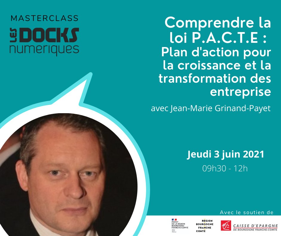 Rappel il reste des places pour la masterclass autour de la loi PACTE : Jean-Marie Grinand-Payet, Directeur Commercial, Natixis Interépargne, nous en expliquera les éléments principaux et les dispositifs à mettre en place.
Jeudi 3 juin, en présentiel à Besançon – 09h30 -12h