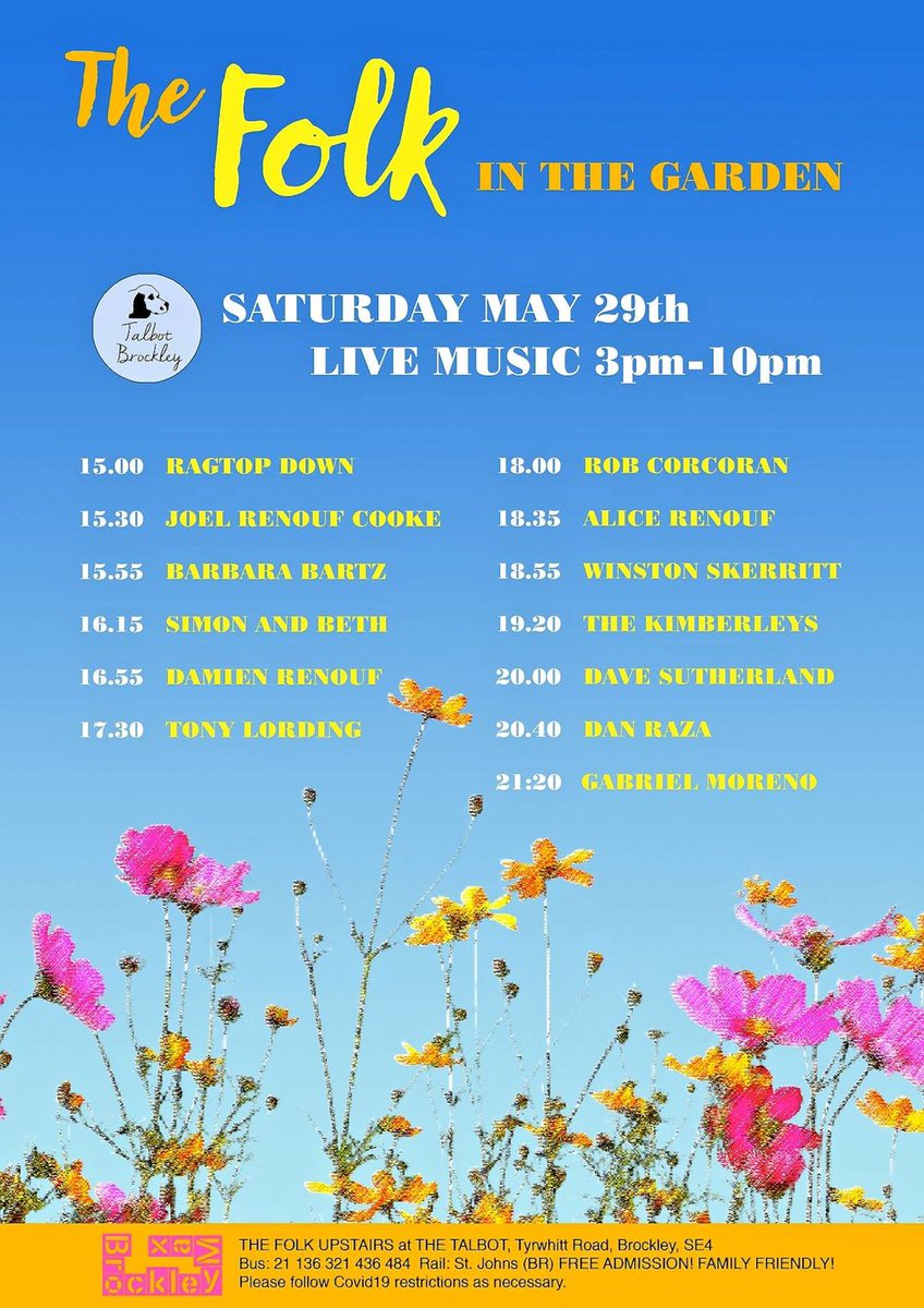 RagtopDown's tweet photo. And ... we're back! This Saturday 29 May at The Talbot in SE4, we're thrilled to be kicking off a fab day of real live music with real live musicians. Warning: it may get emotional. https://t.co/muQPgicUgP