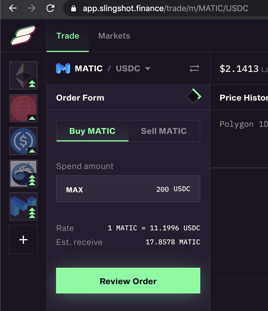 ramon_ryu's tweet photo. Trying with another one: Buy MATIC and the rate is 1 MATIC = 11.1996 USDC https://t.co/dubo6ne3hO
