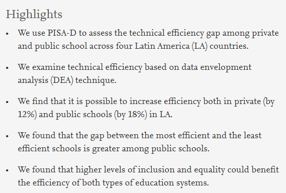 Marcos Delprato (@delpratom) on Twitter photo New paper published in IJED with <a href="/antequerag1/">Germán Antequera</a> on private-public school #efficiency gaps & #inequality for #LatinAmerica using #PISA for development and data envelopment analysis. Paper can be downloaded free at: authors.elsevier.com/a/1d7z82dqBJfi…
<a href="/SussexCIE/">Sussex CIE</a> <a href="/UNESCOSantiago/">UNESCO Santiago</a> <a href="/veramoho/">Alejandro Vera</a> New paper published in IJED with <a href="/antequerag1/">Germán Antequera</a> on private-public school #efficiency gaps & #inequality for #LatinAmerica using #PISA for development and data envelopment analysis. Paper can be downloaded free at: authors.elsevier.com/a/1d7z82dqBJfi…
<a href="/SussexCIE/">Sussex CIE</a> <a href="/UNESCOSantiago/">UNESCO Santiago</a> <a href="/veramoho/">Alejandro Vera</a>