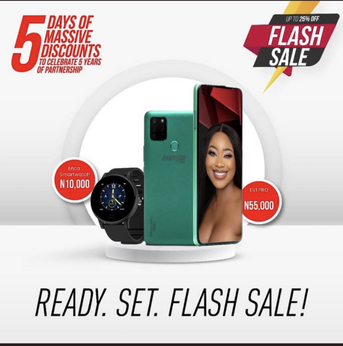 Teshoma3's tweet image. 5Days of massive discounts to celebrate 5years of Partnership!

It's On!! 💃💃💃💃💃💃

Grab the EV1PRO at N55,000 and The EricaSmartwatch for just N10,000. 

#PartnerWithErica 
PARTNER MOBILE FLASH SALES
Erica Nlewedim