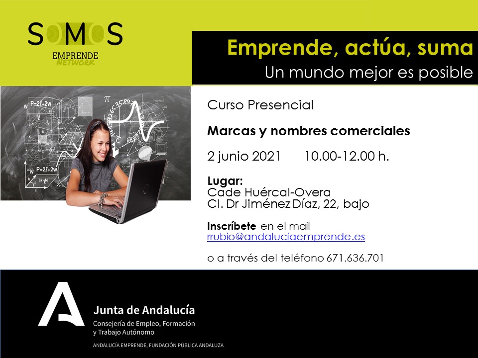 cadealmeria's tweet photo. 📢PRÓXIMO CURSO PRESENCIAL‼ 🗓️02/06 ⏰10h.-12h. "Marcas y nombres comerciales"
✍Organizado por #cadehuercalovera
🏡C/ Dr. Jiménez Díaz, 22 bajo
#HuercalOvera (#Almería )
✍️Inscripción: ☎️671 636 701
📩rrubio@andaluciaemprende.es
#formaciónpresencial #empresas #Pymes #autonomos https://t.co/GZBGJx19OS