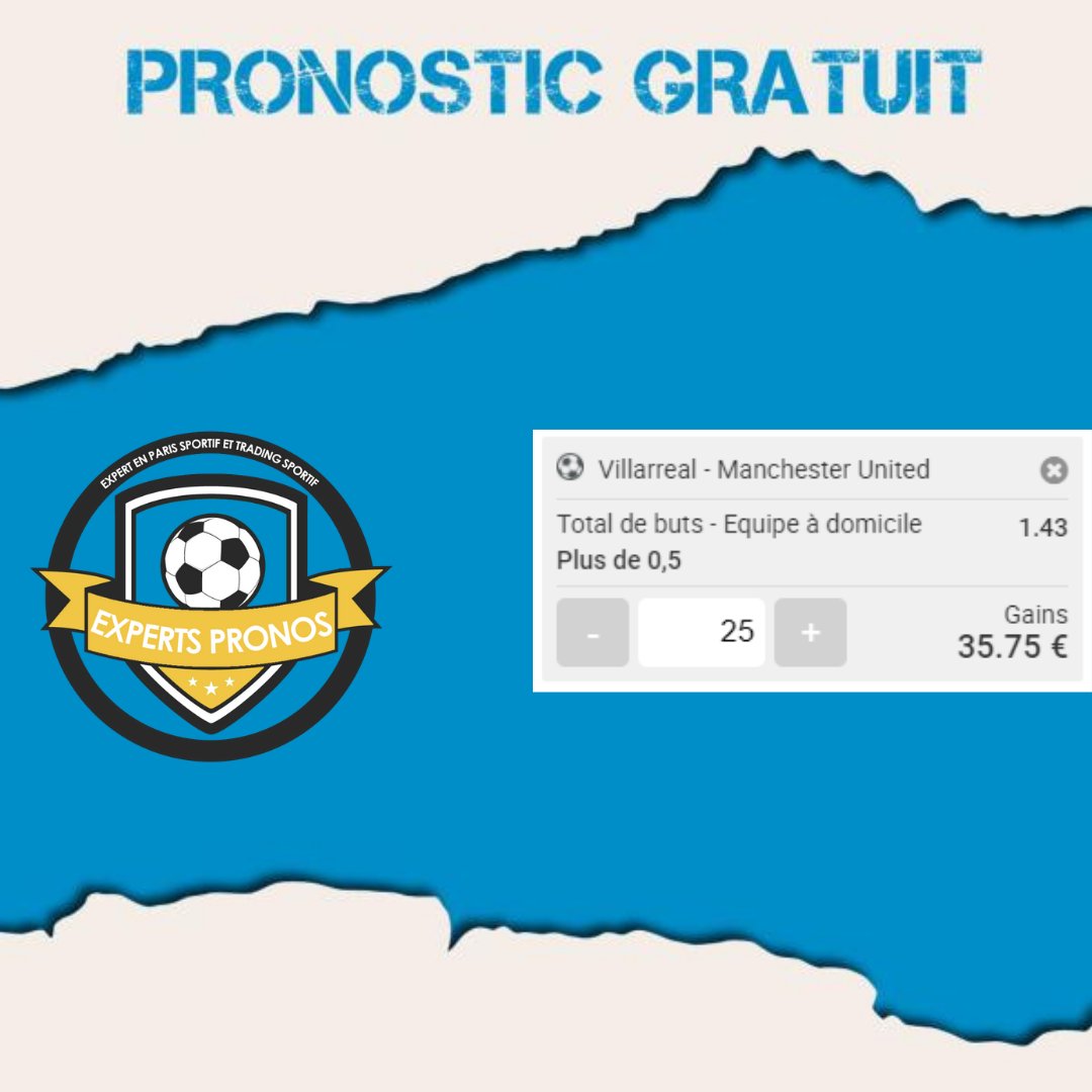 pronos_experts's tweet image. Salut la team! Nouveau prono safe dans le beau match de ce soir, villareal Man Utd, on voit bien villareal mettre au moins 1 but! Gérez vos mises ;) #TeamParieur