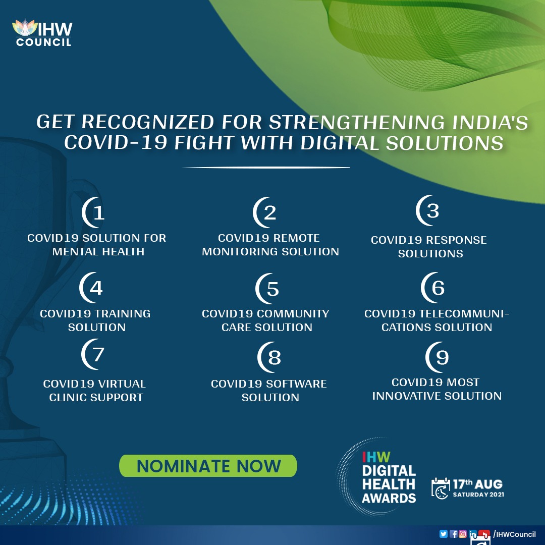 ArchaDaveJha's tweet photo. Nominate your organization &amp; get recognized for extensive &amp; commendable work on digitizing healthcare during Covid-19

For details, write to us at archa@ihwcouncil.org

@IHWCouncil #DigitalHealth #HealthTech https://t.co/oBQSyns4sN