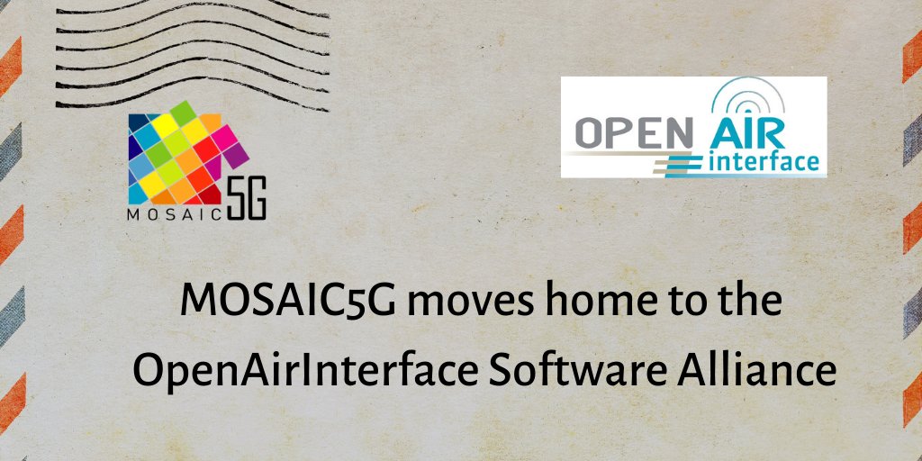 osalliance5g's tweet image. The @osalliance5g is glad to announce that the #MOSAIC5G software has been transferred to be managed and run as a PROJECT GROUP within the #OpenAirInterface Software Alliance. Visit us at openairinterface.org for more news @mosaic5g
