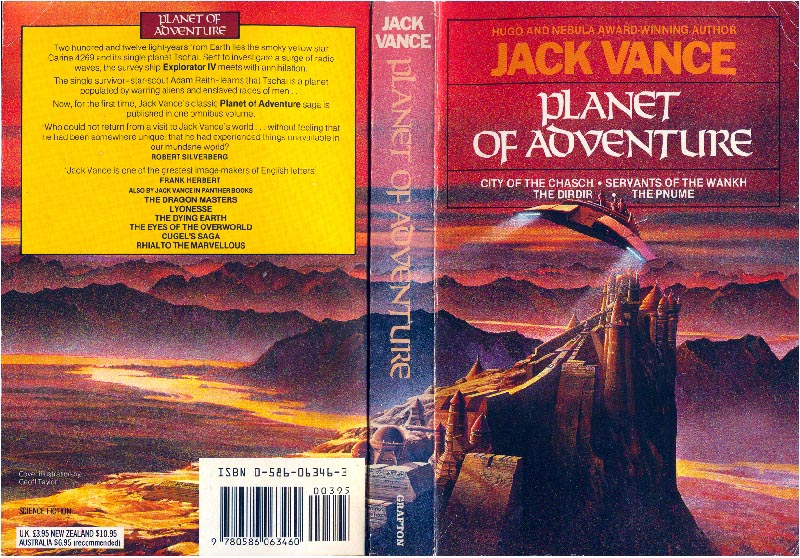 Ranaroth2's tweet photo. Jack Vance, Planet of Adventure, Grafton, 1985. Cover: Geoff Taylor. Omnibus of City of the Chasch; Servants of the Wankh; The Dirdir and The Pnume. #BookCover #JackVance #GeoffTaylor #Grafton #planet #adventure #omnibus #city #Chash #servant #Wankh #Dirdir #Pnume https://t.co/IlCjKHwSY9