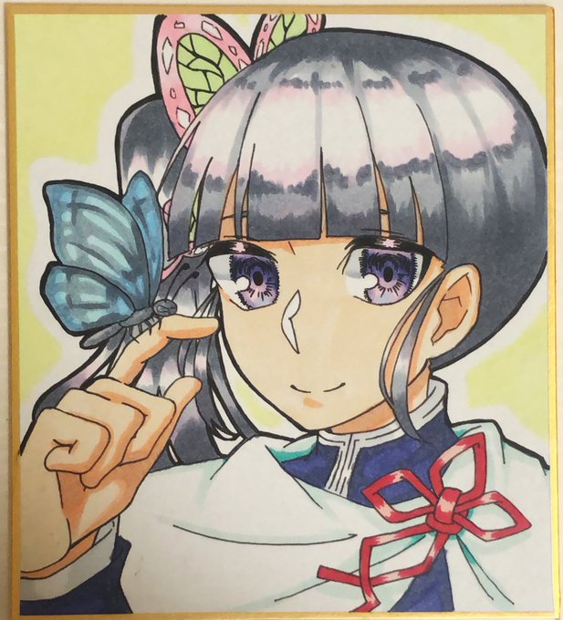 おちゃさんがTwitterに投稿した栗花落カナヲ(鬼滅の刃)のイラスト。