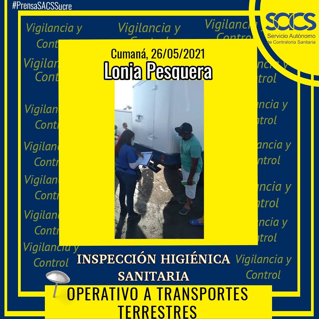 #EnDesarrollo  Continúa operativo por vigilancia y control a transportes terrestres de alimentos, está vez, nuestro punto  de trabajo está ubicado en la Lonja pesquera, #Cumaná En dicha acción se verifica documentación y condiciones sanitaria del vehículo #26Mayo #PrensaSACSSUCRE