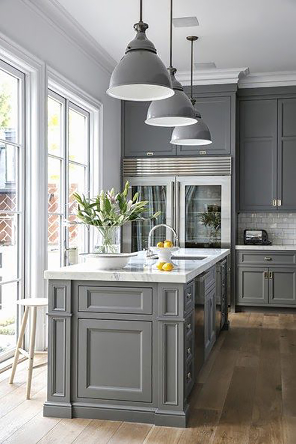 FactoryMidwest's tweet image. Need some inspiration ?? A grey kitchen cabinet with a light countertop to really give your kitchen and unique and bright look! ❤️👍