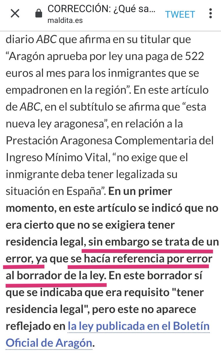 ⛔ BULO de <a href="/aragonpsoe/">PSOE Aragón</a>. "Aragón ha aprobado una prestación (...) y que cumplan todos los requisitos establecidos en la ley".

❌ FALSO: Vinculaban un desmentido de <a href="/maldita/">Maldita.es</a> en el que se calificaba como bulo la información de <a href="/abc_es/">ABC.es</a>. Maldita ha rectificado: lo publica el BOA.