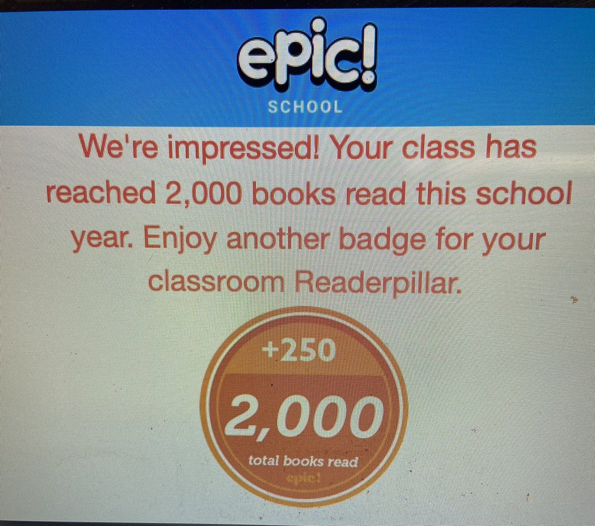 Way to go 1K! <a href="/epic4kids/">Epic for Kids</a> #tigerslearn #1stgradersarereading