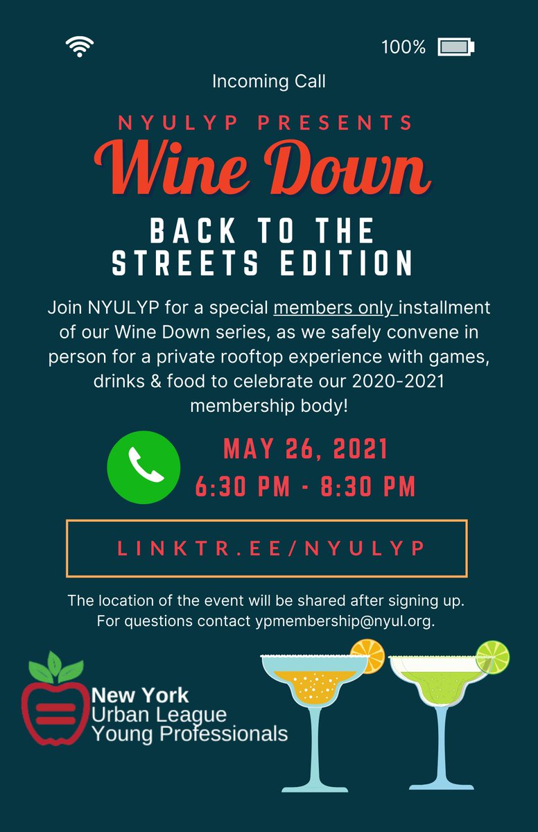 Join NYULYP Tonight for our last Wine Down of the year - Back To The Streets @ 6:30 PM! RSVP at Linktr.ee/NYULYP to gain entry to our private rooftop event to celebrate our membership body!

We can't wait to see you all there!

#NYULYP