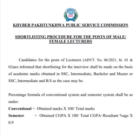 Gohartajak629's tweet photo. Formula for recruitment for the Posts of Lecturers by KPPSC.
No screening test. https://t.co/SiK82VJqSV
