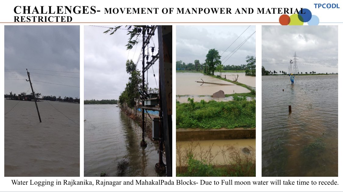 Heavy rains inundating the entire area of Rajkanika, Rajnagar &amp; Mahakalpada Blocks approach has become a challenge but the Teams are finding ways &amp; means to restore supply