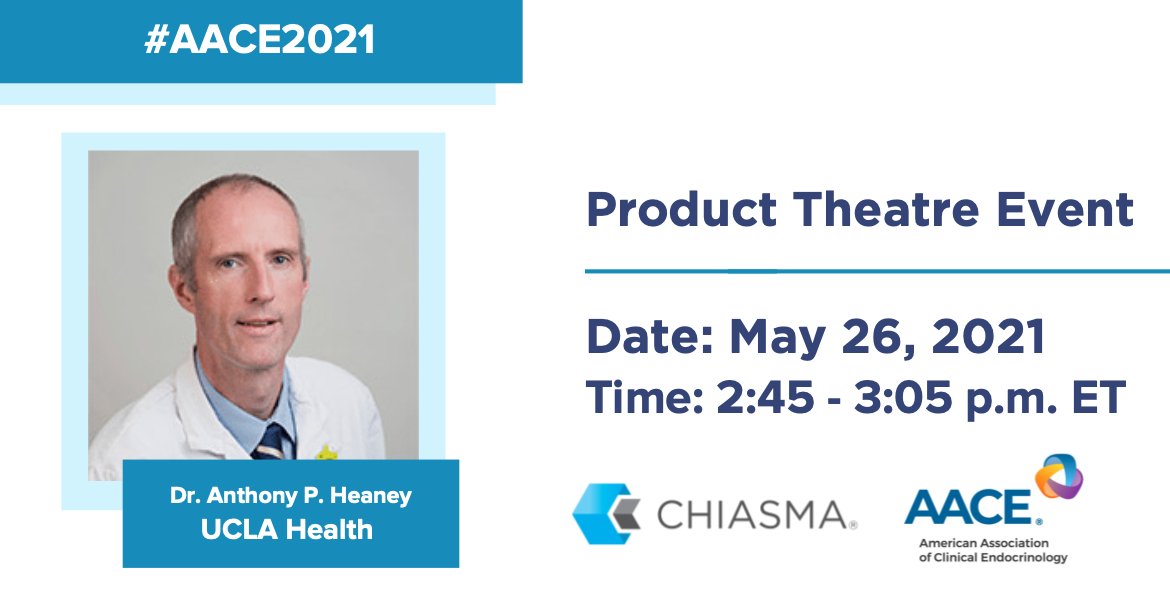 chiasmapharma's tweet photo. Visit our product theatre at #AACE2021 (@TheAACE) to hear Dr. Anthony P. Heaney discuss results from our Phase 3 CHIASMA OPTIMAL study. Register here: https://t.co/M5ff00p72N https://t.co/ArdIPb1HAN