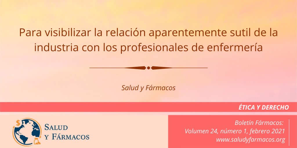 SaludyFarmacos's tweet photo. #Ética, #Conflictos de #interés
#marketing, #mercadeo, #enfermería, conducta de la #industria, #publicidad, #promoción, comités de #compra, #capacitación, #educación #continuada, #enfermeras, #prescripción, influencia indebida
En #español 👇
https://t.co/i1kqiTe15N https://t.co/oEgGqgbsEQ