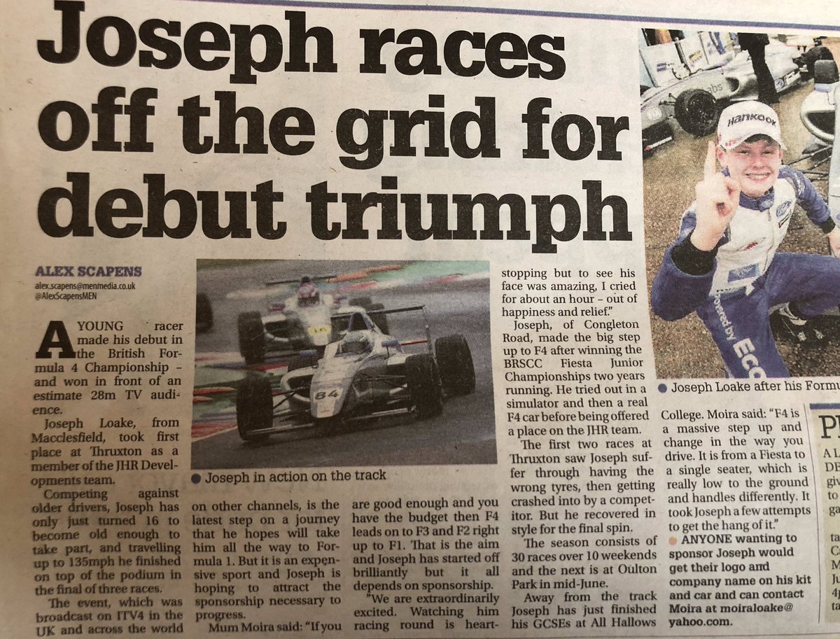 Joseph_Loake's tweet photo. More press interest for #joseph_loake_racing 
#F4 #BritishF4 #JHRdevelopments #ITV4 #nextSnetterton https://t.co/exnZFkmImY