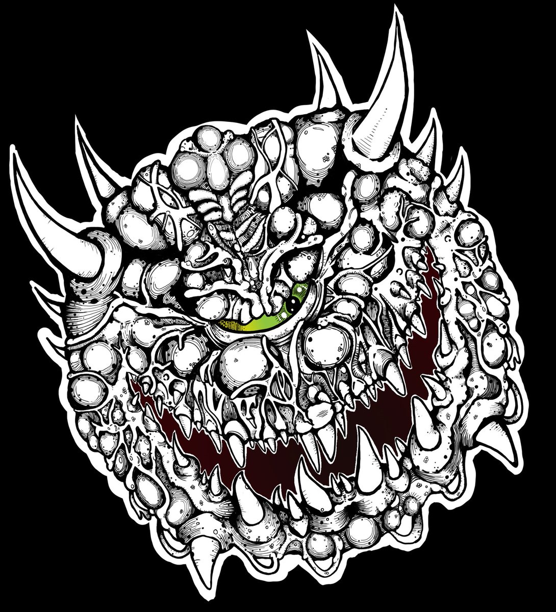 Snakesnbaddies's tweet photo. Cacodemon has manifested up from hell to cause some chaos, this is going to be part of a larger piece I'm working on...#cacodemon #doom #doomart #fanart #horror #horrorart #wip #workinprogress #digitalillustration #digitalart #art #linework #retrogaming #gamerart #gamer #reroll https://t.co/cZ5FoQdpK8