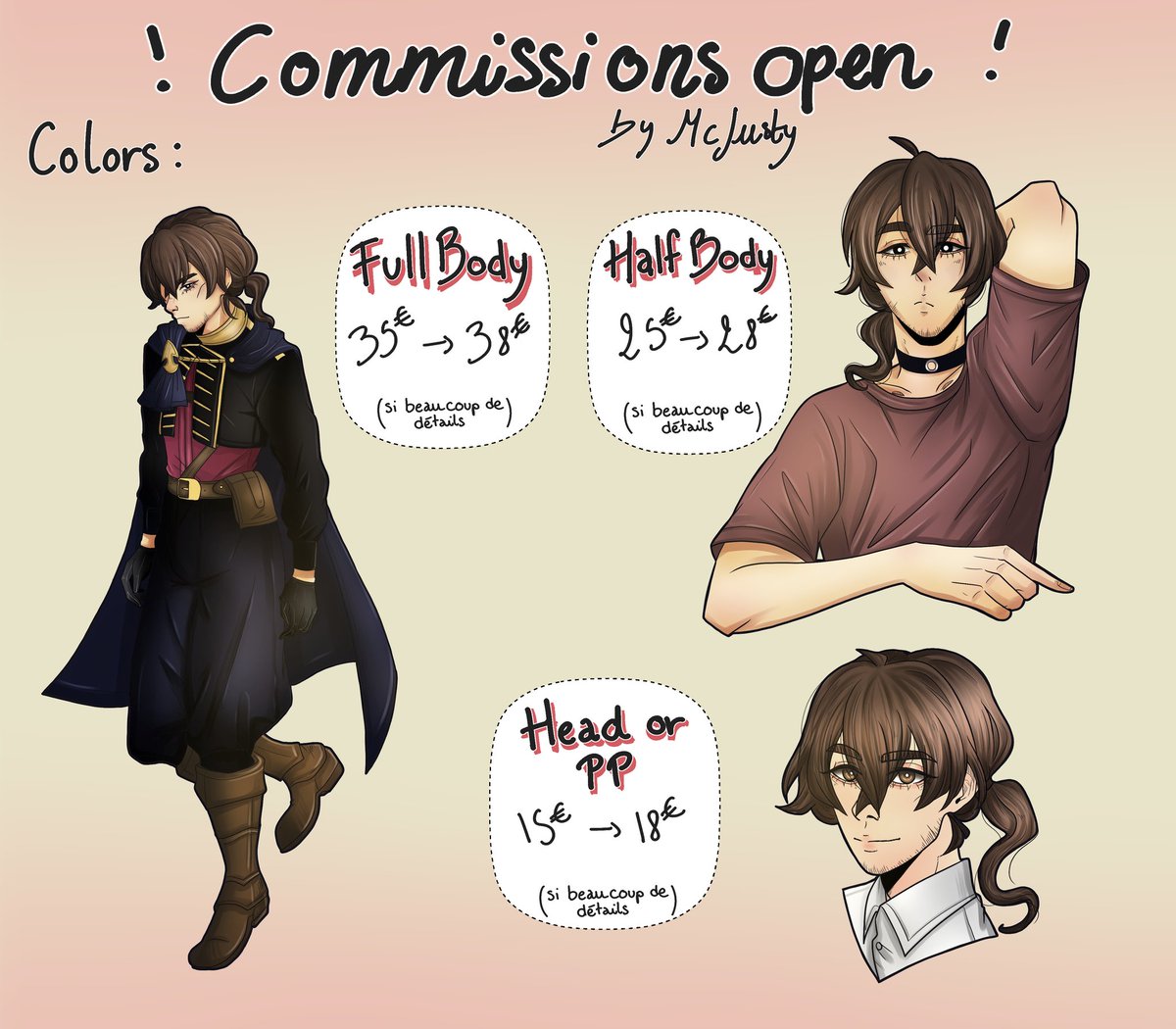 Mc_Justy08's tweet photo. Aujourd'hui est le jour tant attendu !
✨ J'ouvre pour la première fois mes commissions ! ✨

N'hésitez pas à venir me contacter en mp et lisez bien les conditions ! Je peux les clarifier si besoin 🥰

Merci aussi beaucoup de partager si ça vous dit ♥️♥️ https://t.co/YIbsZkEv5W