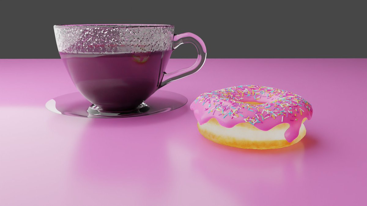 ChanceTyrel's tweet photo. My doughnut and coffee I created in Blender! what do you think! https://t.co/0i2x2bSArk