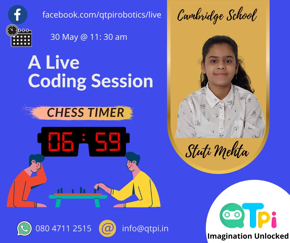qtpiofficial's tweet photo. Session with 34th Student Ambassador 😇 on 30th May at 11:30 AM IST
𝐑𝐞𝐠𝐢𝐬𝐭𝐞𝐫 - https://t.co/kjgrMKsAGh
Click to Contact us:
https://t.co/eIZNGavBHK
#FBLive #OnlineCoding #StudentAmbassador #Theknight #NEP2020 #youtubeonline #beaqtpi #kidscode #QtLearn #QtPi https://t.co/jJyYcKSDde