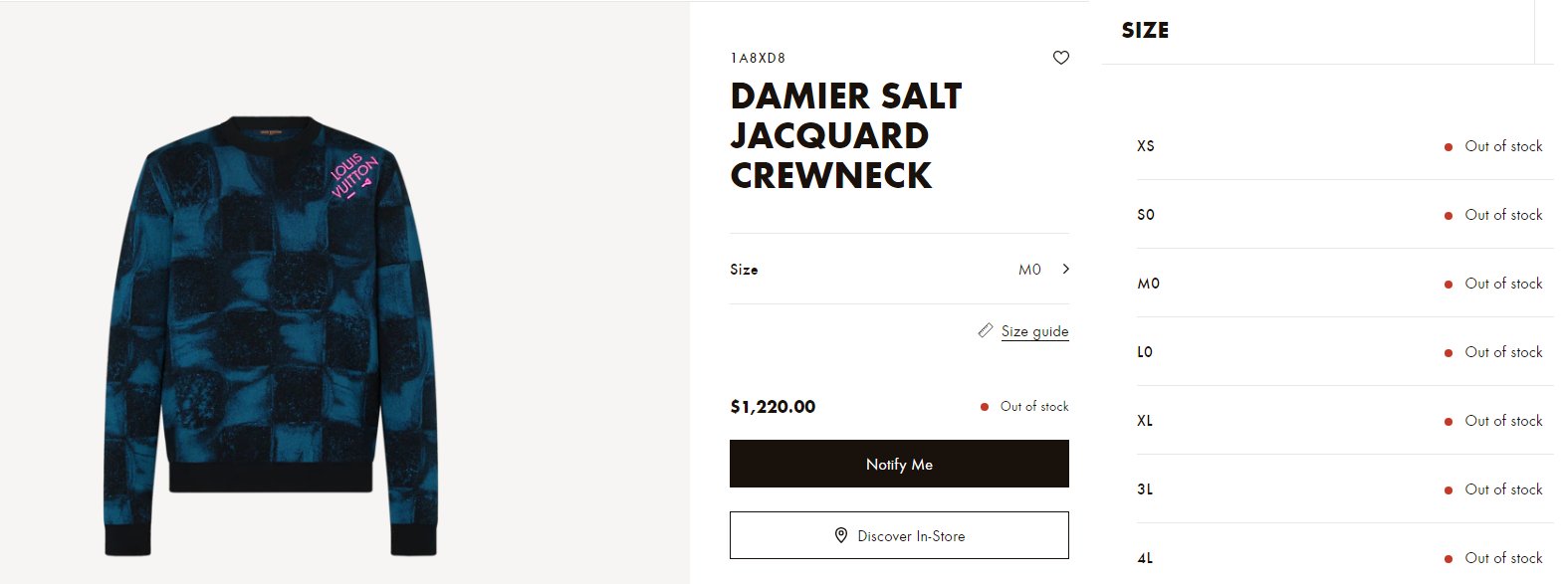 Louis Vuitton Damier Salt Jacquard Crewneck Sweater
