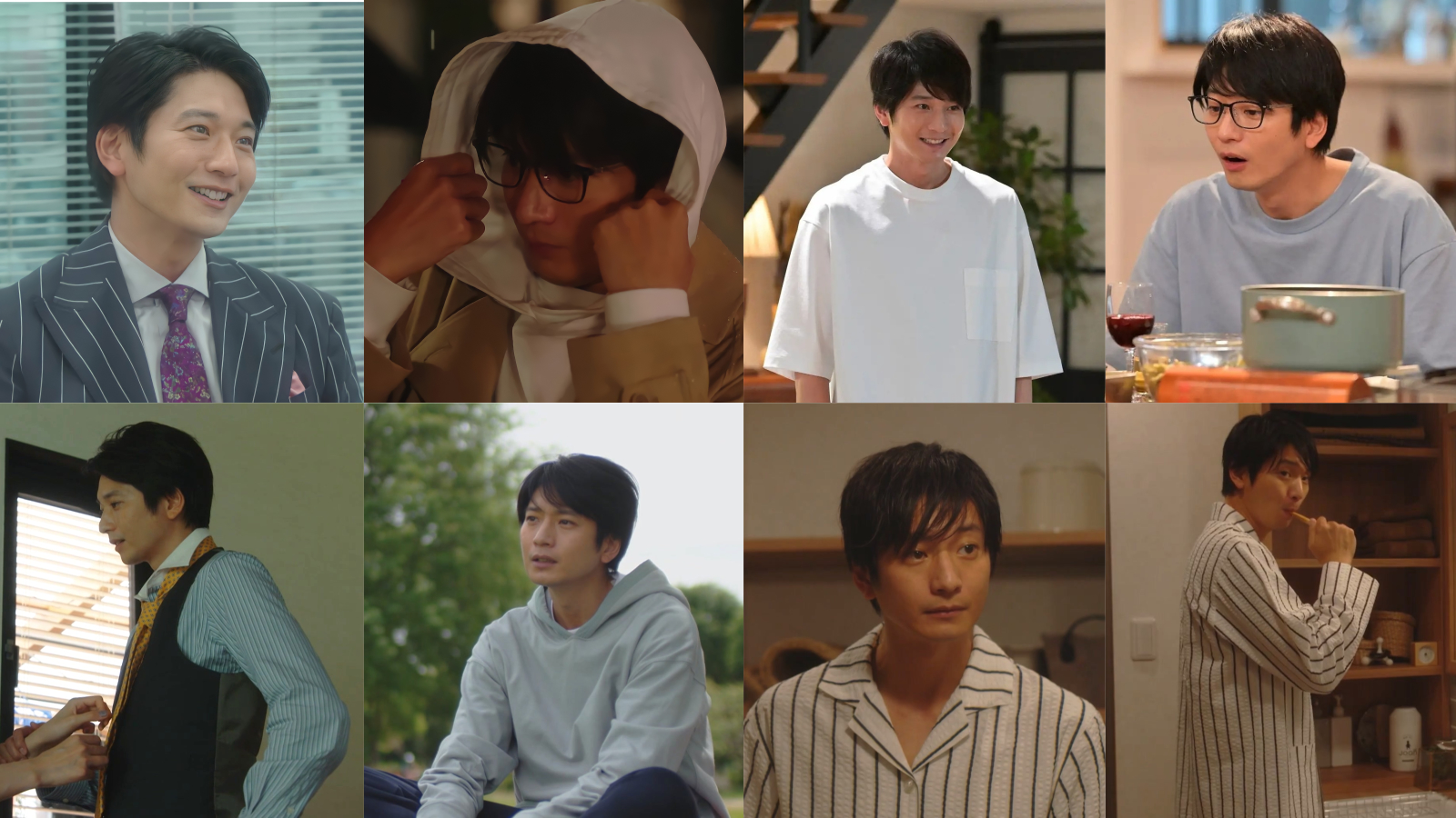Momofanny シャチ 社長7 8話ファッションチェック オフの時ホワイト ピンク 紺 ブルーtシャツ 真柴居ないとき基本ネクタイなしスーツ姿 初島いるの時ちゃんとネクタイする 融資の時の紺スーツがいい 全部thom Browne 無敵白いスーツ