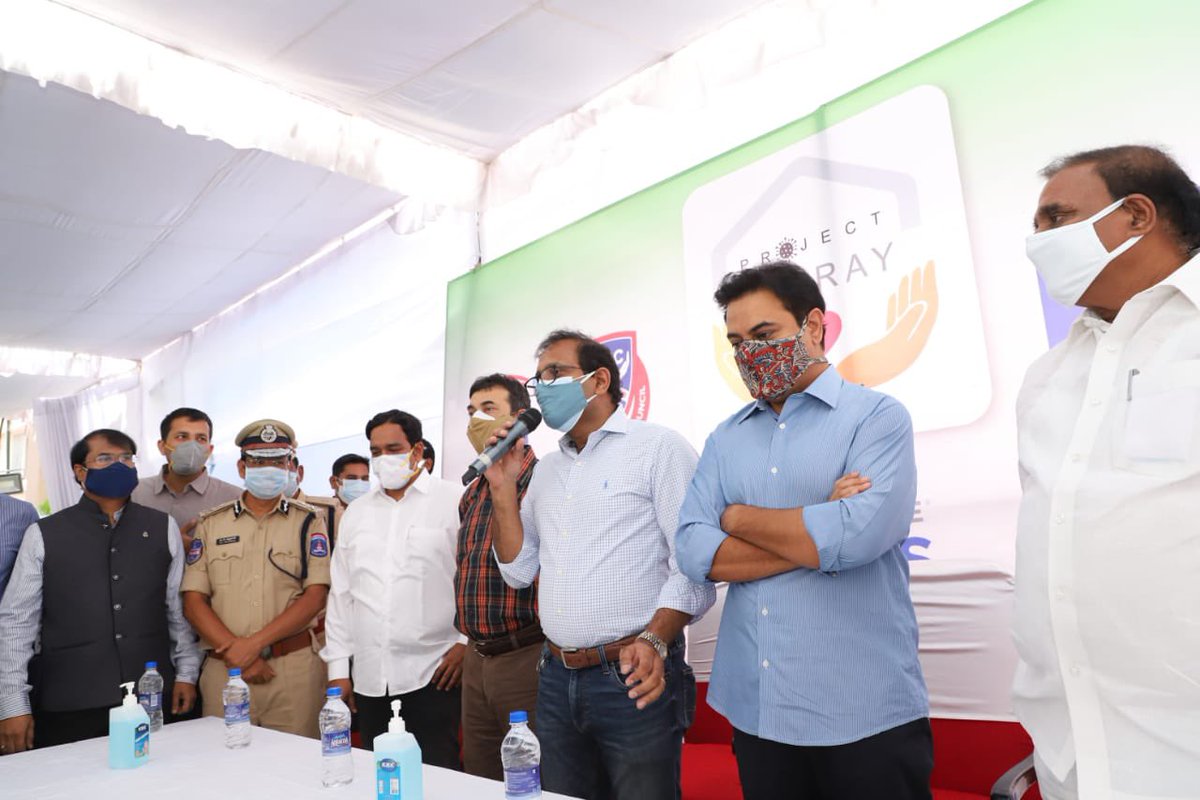 Dramchandram's tweet photo. KTR inaugurates -Project Ashray’s — Extended Capacity 50 to 100 beds, 6 bed Bridge ICU Facility and In-house-Lab.  #FreeMedicalCovidCareFacity #ProjectAshray #ZeroCostMedicalCovidCareFacility @KTRTRS @BharaniAroll @EktaVVerma @cyberabadpolice @COVIDNewsByMIB https://t.co/0aUecYbufW