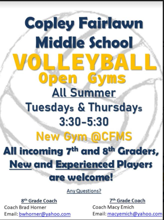 CFCSindians's tweet photo. https://t.co/yrvcANz1Sz - Attention Middle School Volleyball Players. Please see the attached flyer. #CopleyPride https://t.co/cu6QBuesvo