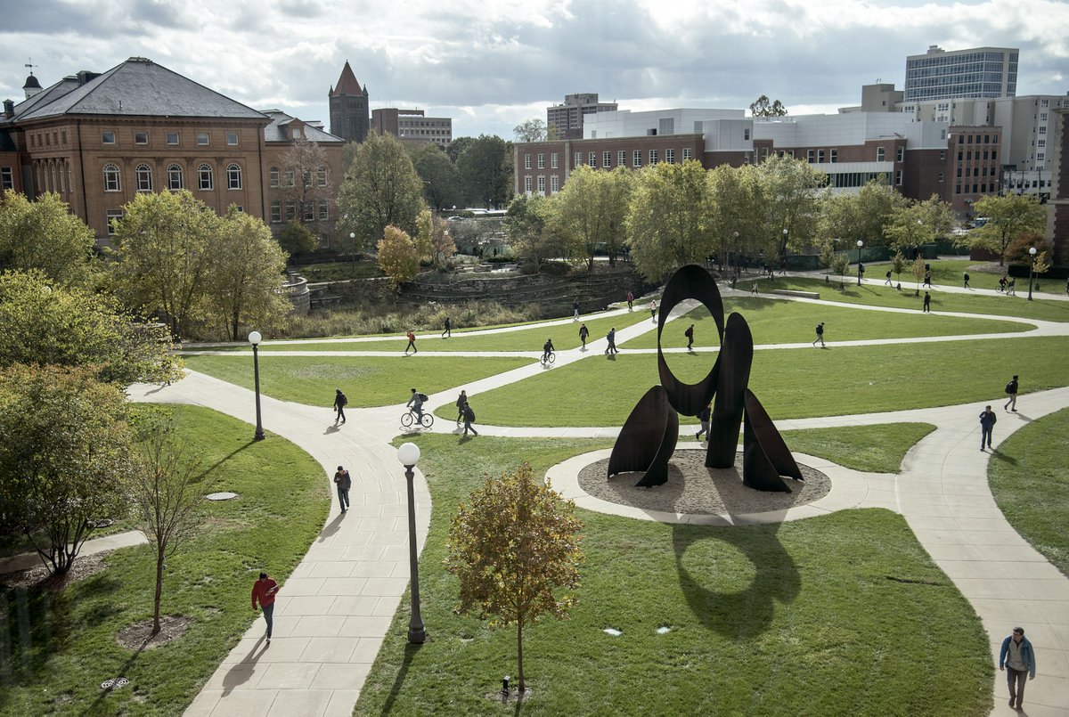 An overhead view of the Bardeen Quad at the University of Illinois Urbana Champaign