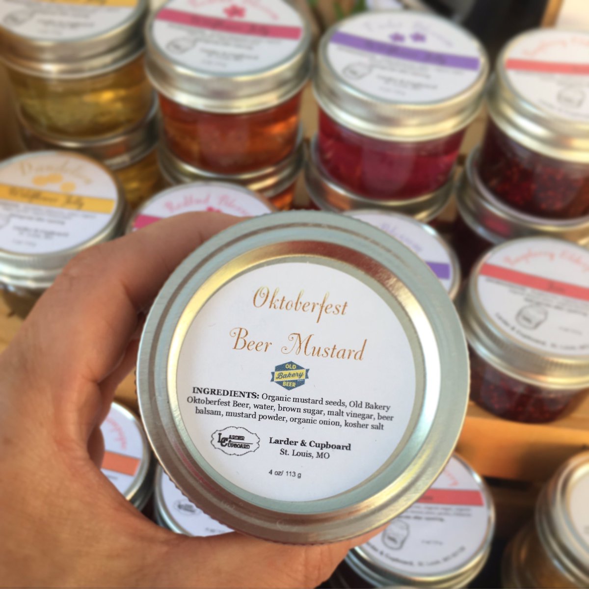 Larder_Cupboard's tweet photo. We are back in @EnjoyMaplewood @living_roomstl for the #SolFoodFarmersMarket Wed 330 - 630 pm. Get everything you need for the long holiday weekend.
#ShopLocal #FarmersMarket #BeerMustard #ArtisanJam https://t.co/ACUrTuhygQ