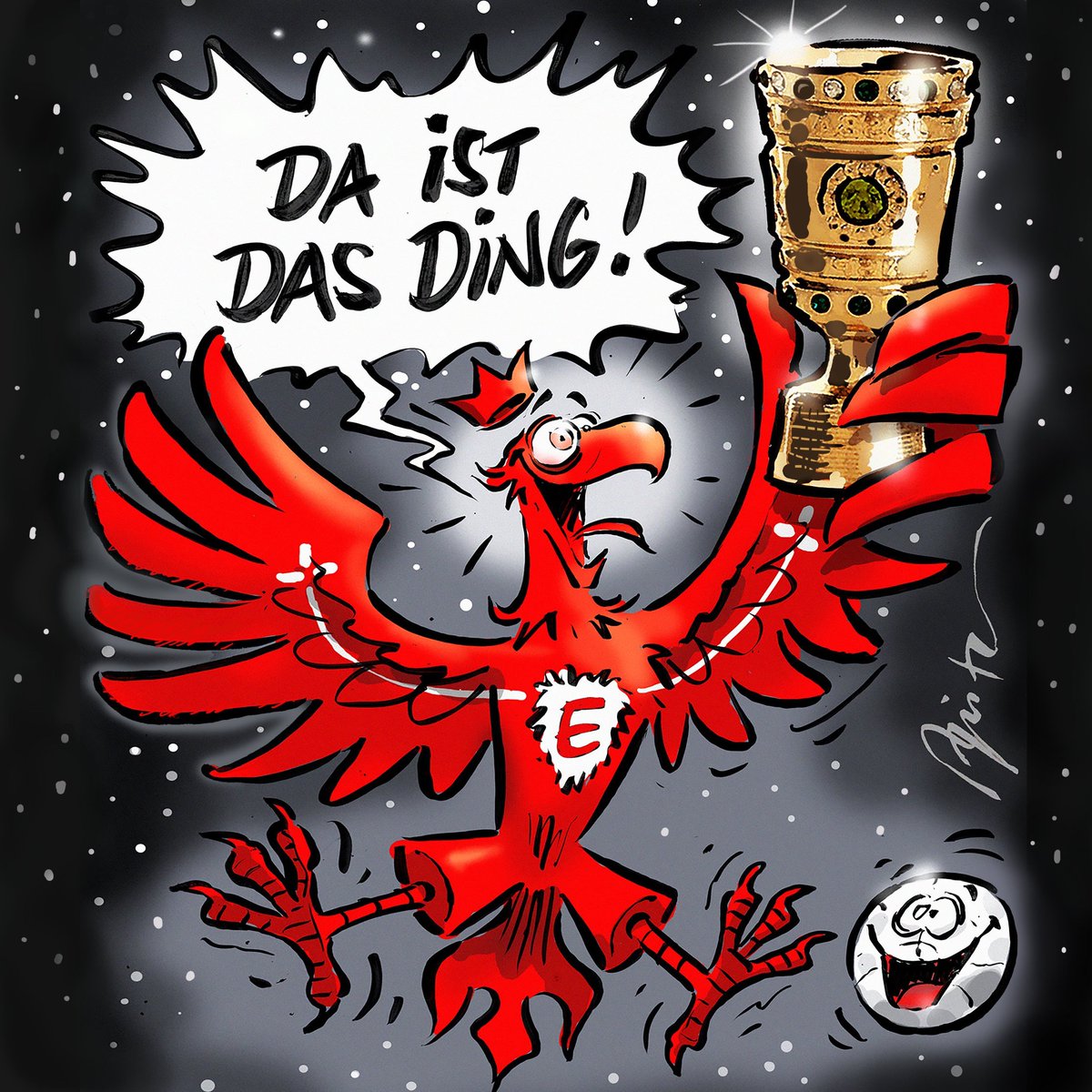 <a href="/EintrachtFrauen/">Eintracht Frankfurt Frauen</a> 
Eagle Ladies, holt euch das Ding! Sämtliche Daumen sind gedrückt - Pokal (egal, wie er aussieht 😃) und EINTRACHT gehören einfach zusammen! 🖤🤍♥️🦅🏆🔽