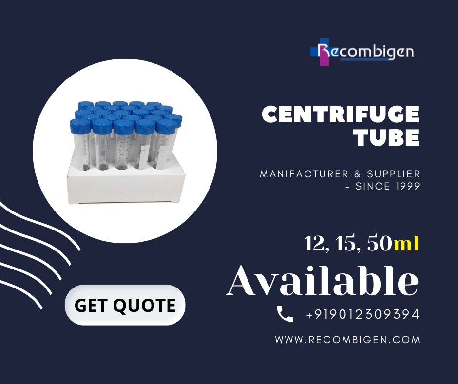 RecombigenLabs's tweet image. AVAILABLE ✅ 12, 15, 50ml

#centrifugetube #microcentrifugetube #2ml #highquality #sterilize #labtubes #manufacturer #supplier #OEM #wholeseller #recombigen #laboratories