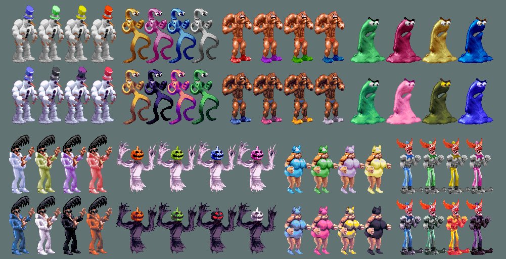 Zool_TE's tweet photo. Here's a palette comparison between CFTE and Ultra ClayFighterTE. I feel it's a major improvement over the original. Thank goes to @DangerDMD @TMNT_TF @IceManual  @kosheh @Thesupernintend and the PalMod team! The stages will be next! #clayfighter https://t.co/NBwovNX3bn