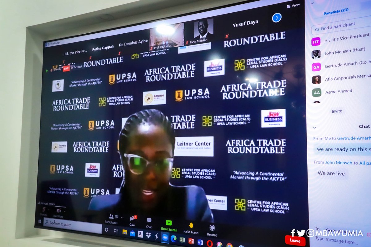MBawumia's tweet photo. This morning, I addressed the @UPSALawSchool virtual 1st Africa Trade Roundtable. 

I challenged leadership @AfCFTA, @_AfricanUnion Member States, and other stakeholders to fast track the implementation of AfCFTA in a manner that will be beneficial to member states and businesses https://t.co/O4oyCAl9p2
