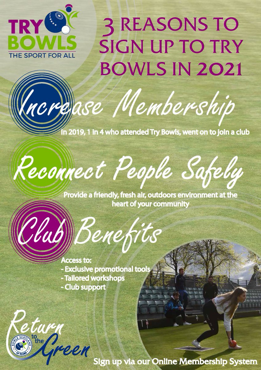 To help our clubs engage new members, Bowls Scotland have created extra resources for the 2021 Try Bowls membership growth programme... more here: bowlsscotland.com/news/try-bowls…

#Returntothegreen #TryBowls