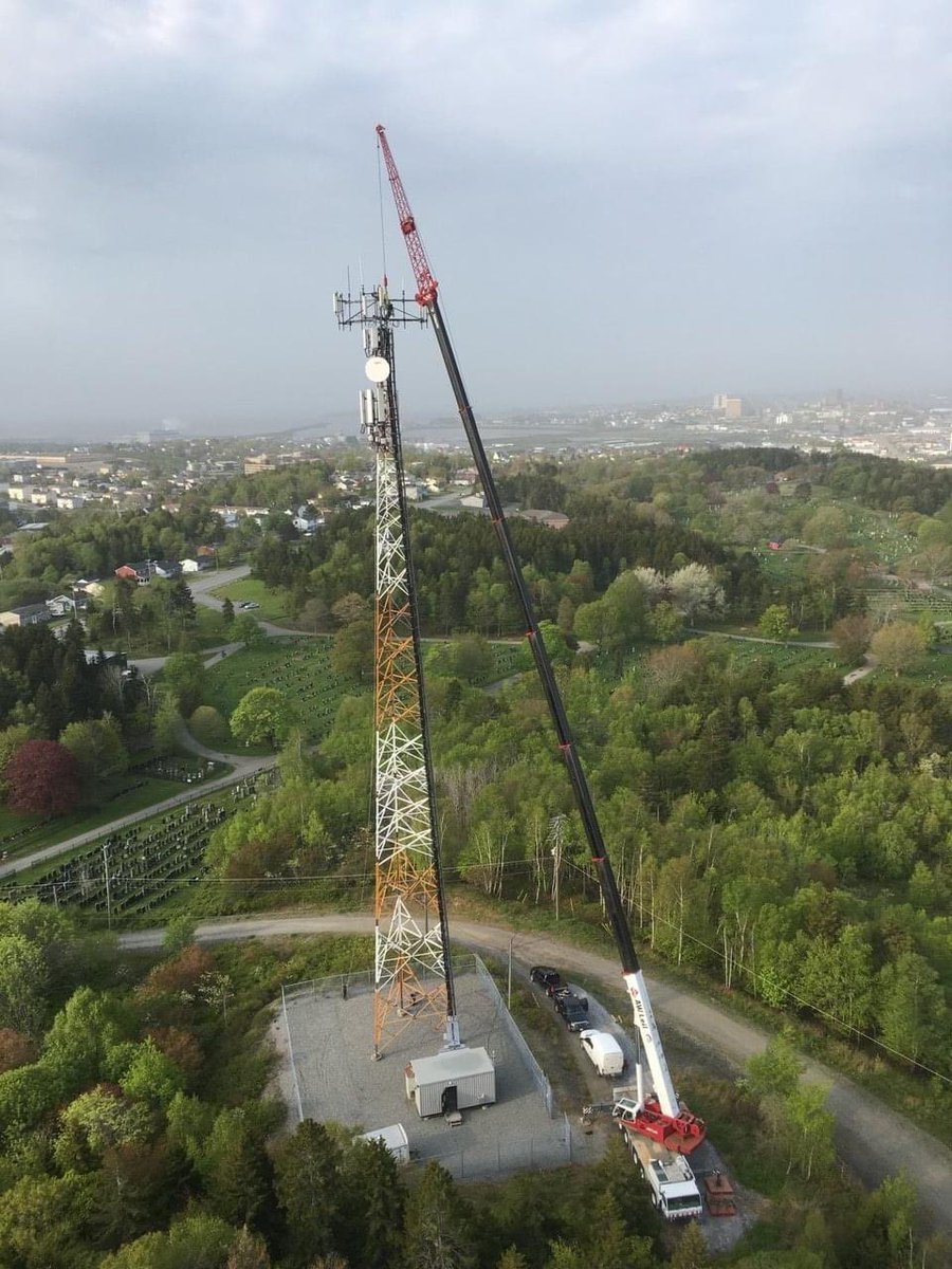 Good morning Saint John!  What a beautiful view!  

The AW Leil team assisted our customer with this lift atop a 215’ high communications tower using our 250 Ton Todano and 43’ of jib.