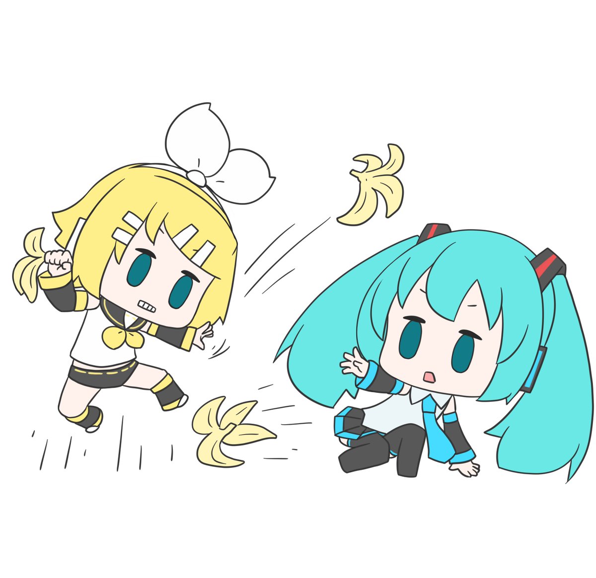 初音ミク ,鏡音リン 「今日も一日 」|はつねネガメのイラスト