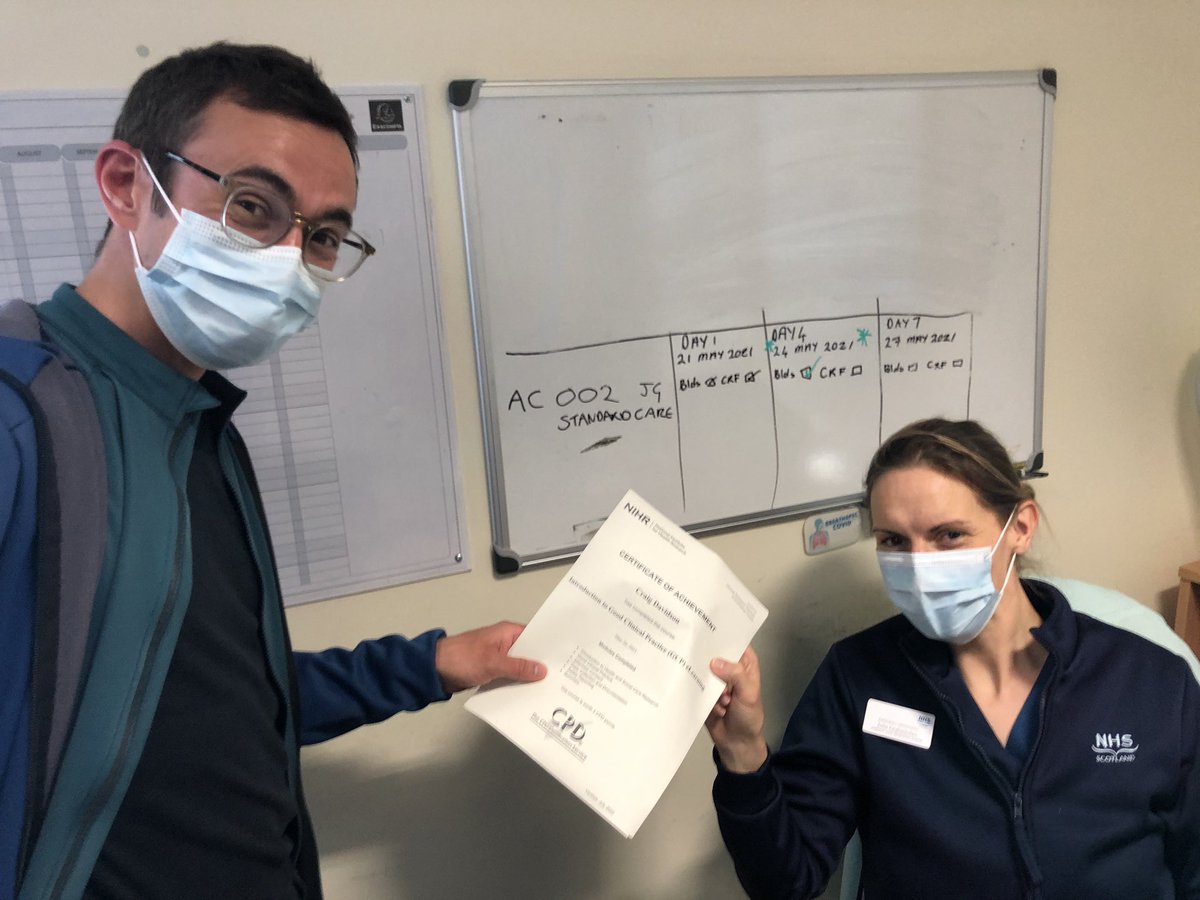 <a href="/_CraigDavidson/">Craig Davidson 💙</a> bring as exemplary as always delivering the research team his NIHR GCP certificate to support the #ABCsepsis trial #legend #emresearch