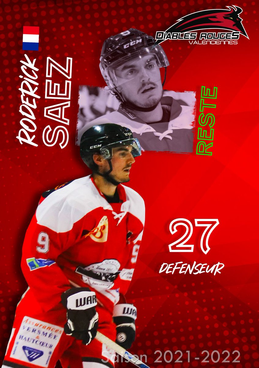 DiablesrougesFr's tweet photo. ℹ️ Il reste chez les Diables ℹ️
Roderick portera le maillot des diables une 3ème saison, il apportera toute sa vitesse à la défense des diables!
Welcome back! 🏒 🥅
#DiablesRougesValenciennes #Valenciennes #Hockey #HockeySurGlace #HockeyPlayers #IceHockey #FFHG https://t.co/32Z4hiNJx4