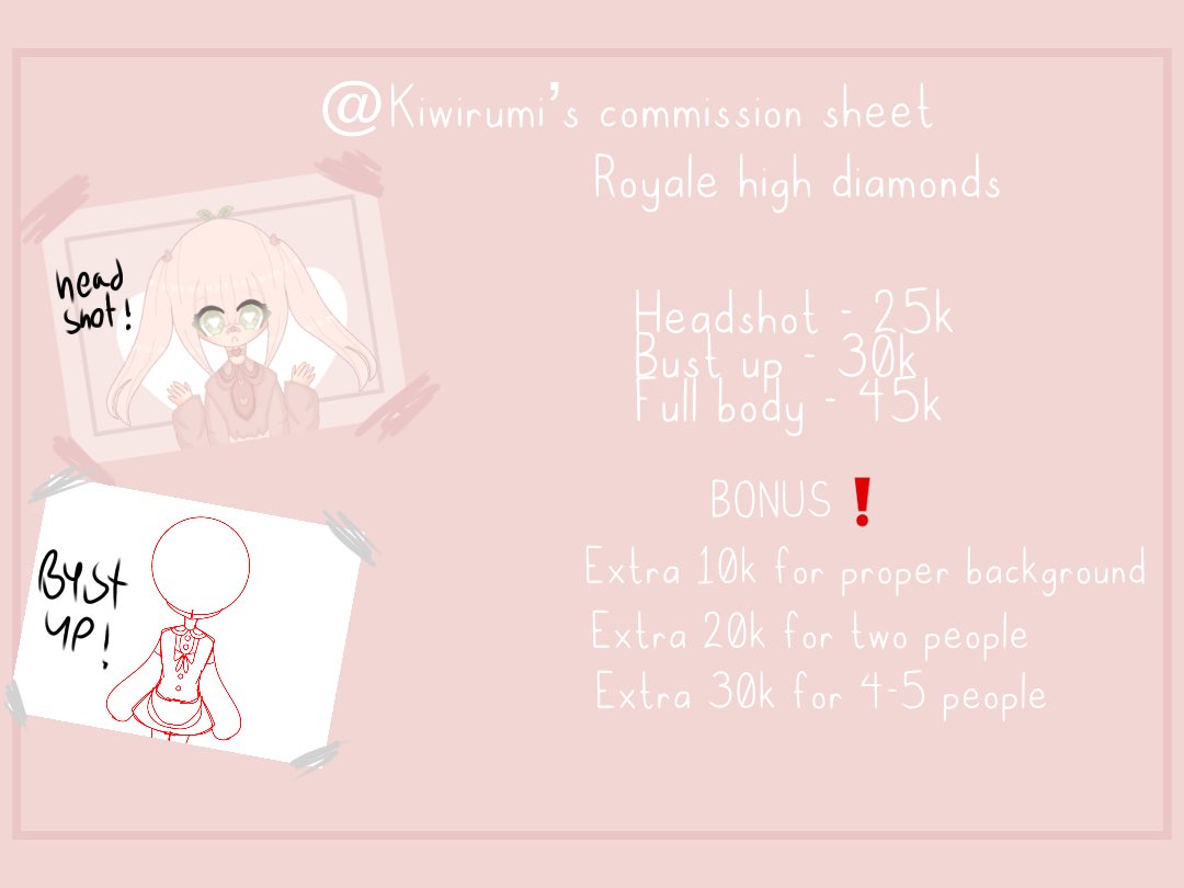 kiwurumi's tweet photo. I really hope someone orders.. rts are appreciated๐ #commissionsopen #Commission #pleaseorder #order #royalehighcommissioms #royalehigh #rhcommissions #rt #commissions #animeart #ibispaint https://t.co/x7nmbd6eQJ