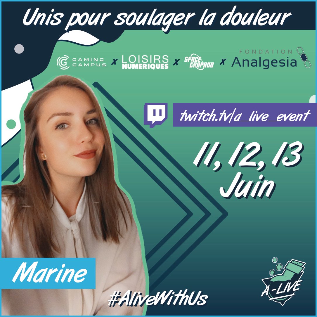 Inst_Analgesia's tweet photo. L'Institut organise en partenariat avec les étudiants du @GamingCampus encadrés par @LNumeriques et @SpaceCrapaud, un marathon caritatif les 11/12 &amp; 13 juin !
Notre équipe travaille à leurs côtés pour organiser un @A_Live_Event incroyable ! 💪🎮 
#AliveWithUs https://t.co/9sGciNymoG