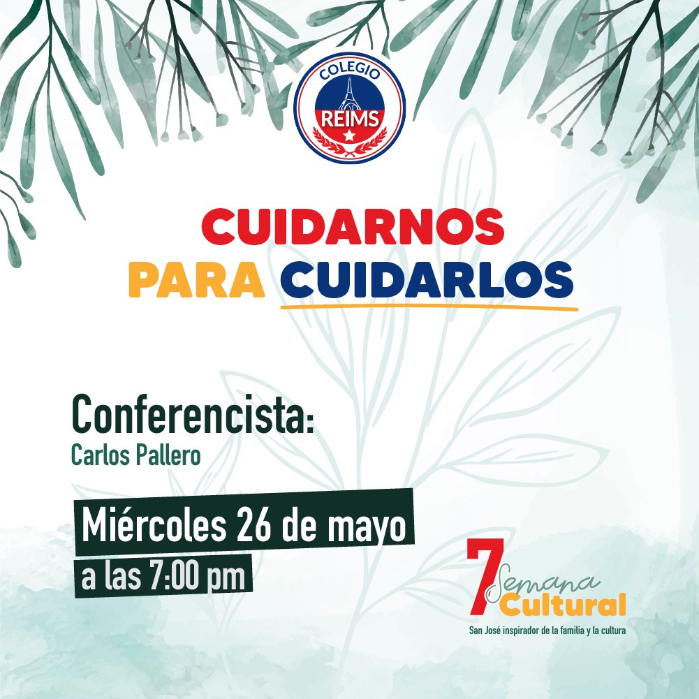 ReimsOficial's tweet photo. Hoy a las 7:00 pm están todos invitados a nuestra conferencia diaria de la 7ma #SemanaCultural. Esta vez nos acompaña #CarlosPallero con "Cuidarnos para cuidarlos" y no se lo pueden perder.

Acompáñanos en nuestro canal de YouTube.

¡TE ESPERAMOS! https://t.co/NNAqnjqnvA