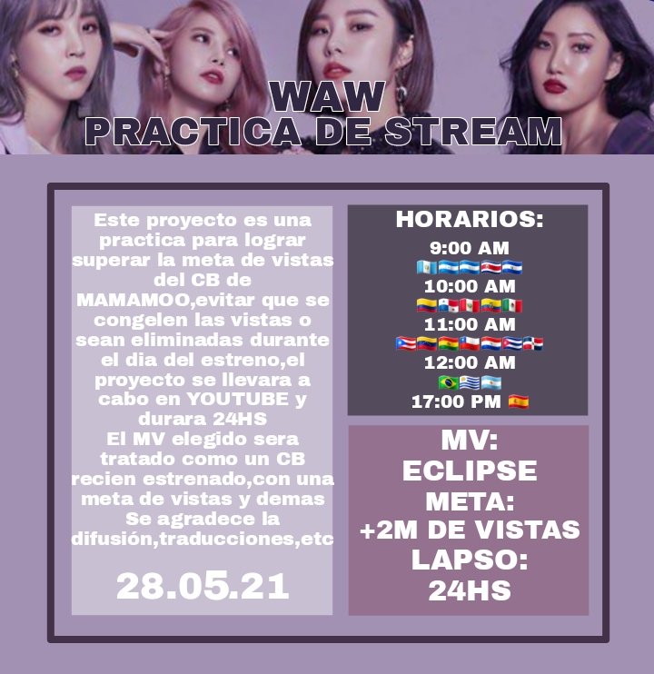 XxSo17's tweet photo. Acuerdense que el viernes vamos a empezar la practica de stream,que durara 24hs,para estar listos para #WAW de #MAMAMOO,quien sabe,tal vez incluso superamos la meta de vistas?
@RBW_MAMAMOO
#D6_MamamooWAW
#MAMAMOO_StreamPractice https://t.co/7kzBGpKsod