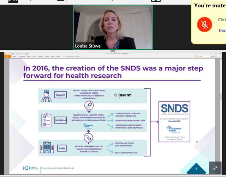 COCIR's tweet photo. Louisa Stüwe @HealthDataHub now presenting the #SNDS database in France https://t.co/KqxLEiv0K9 #EuropeanHealthDataSpace #healthresearch https://t.co/ffIN1VD1pE