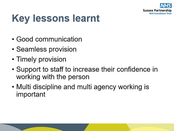 PPT_SPFT's tweet photo. Huge thank you to Ola for sharing the learning from an evaluation of the enhanced provision in learning disability services in East Sussex “multi-discipline &amp; multi-agency working is important” #PositiveDifference @JaneEdmonds19 https://t.co/BQ10YYpP4j
